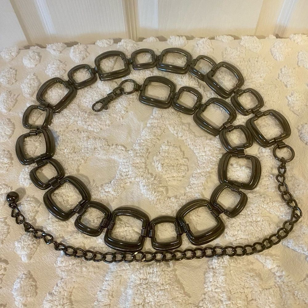 Adjustable Gun Metal Chain Conchos Belt Metal Waist Belt